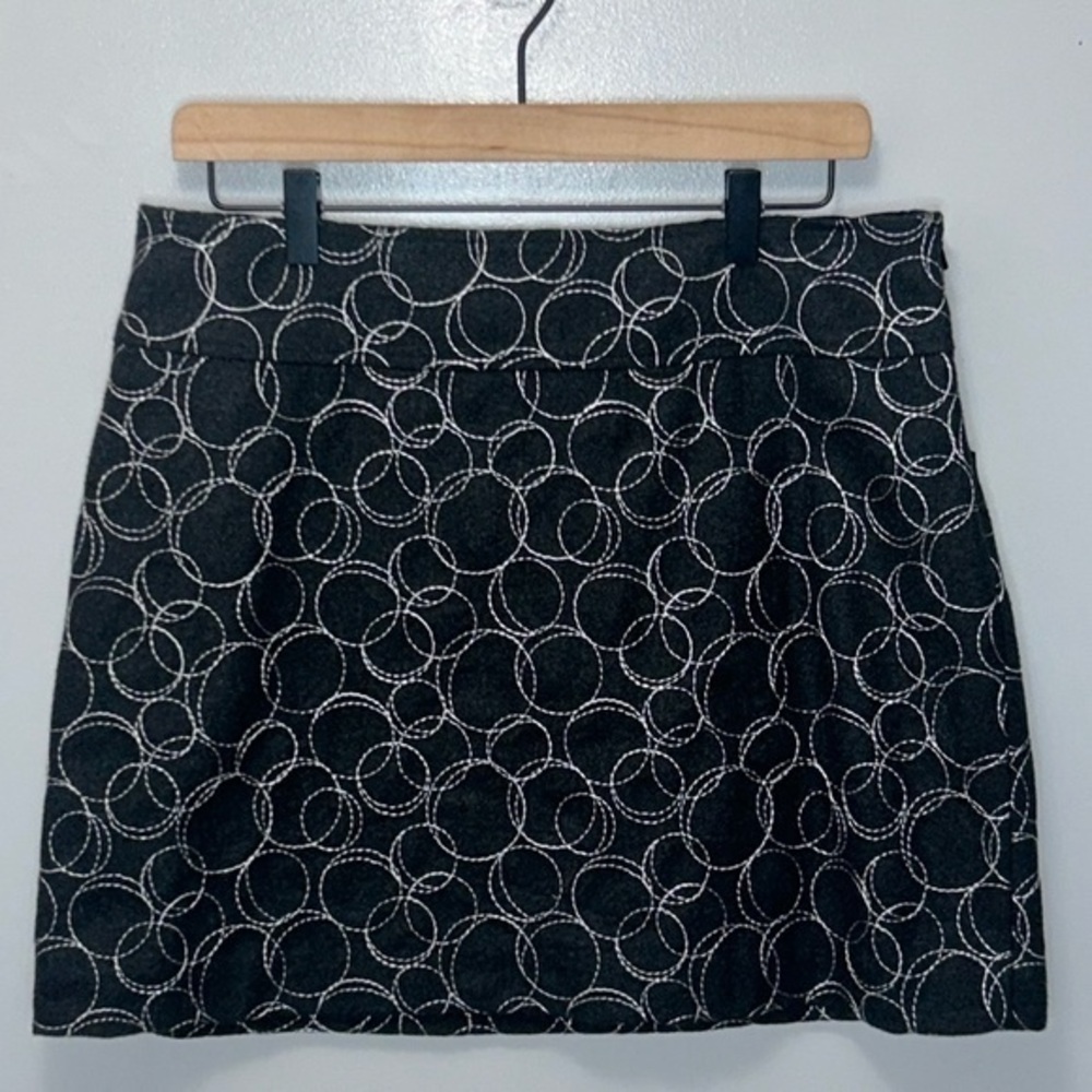 "NWT" IDEOLOGY Wool Blend Geometric Berlin Mini Skirt Black- Size 10- Office